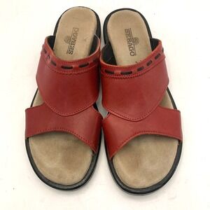 Sebago Red Leather Slide Sandals Womens 8.5 Narrow‎ Low Heel 90s